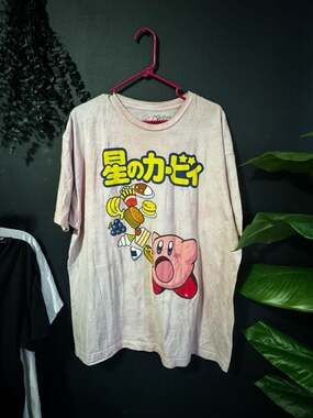 Kirby Inhaling Food Graphic T-Shirt Japanese Kanji Print